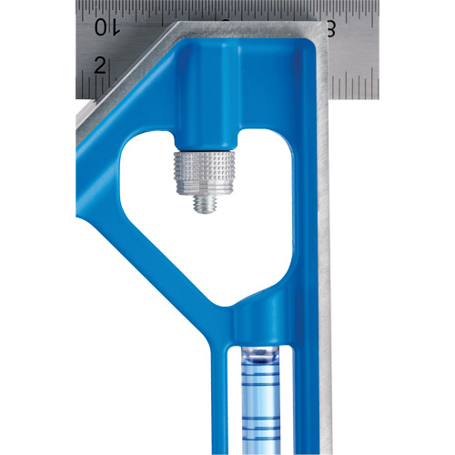 True Blue&reg; Combination Square, 12" L, 1/16" Graduations, Steel, Plain Maritime Industrial Rubber