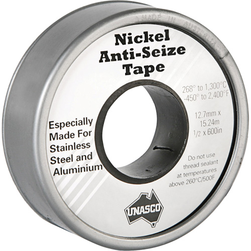 Nickel Anti-Seize Tape, 590" L x 1/2" W, Silver Maritime Industrial Rubber