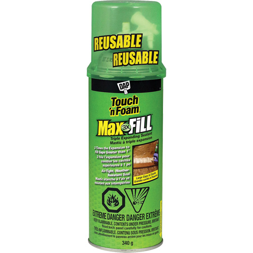 Touch 'n Foam&reg; Max Fill Triple Expanding Sealant, 340 g, Aerosol Can, Cream Maritime Industrial Rubber