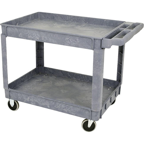 JPTC-3624 Heavy-Duty Polypropylene Shop Cart, 2 Tiers, 46" W x 25-1/2" D x 33-1/4" H, 500 lbs. Cap. Maritime Industrial Rubber