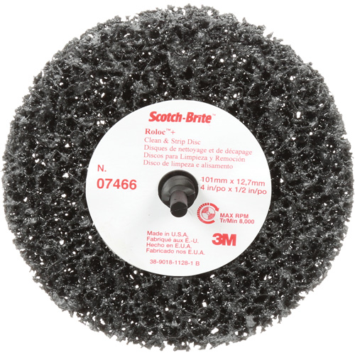 Disque de nettoyage et de d&eacute;capage Clean and Strip Roloc Scotch-Brite, 4" dia., Grain Extra grossier, Carbure de silicium Maritime Industrial Rubber
