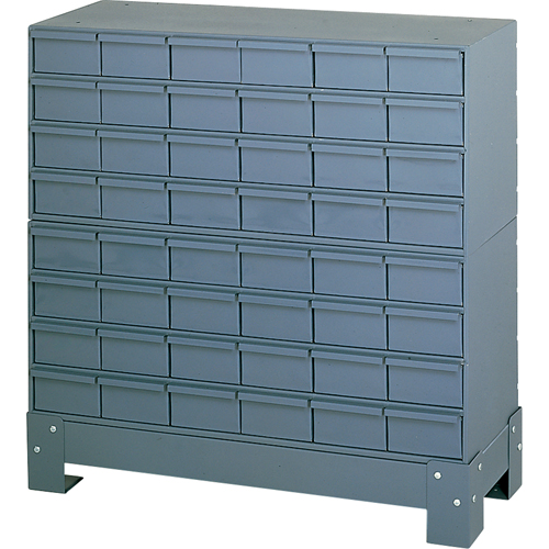 Industrial Drawer Cabinet With Base, 48 Drawers, 34-1/8" W x 12-1/4" D x 33-3/4" H, Grey Maritime Industrial Rubber