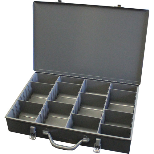 Boîtes &agrave; compartiments ajustables, Acier, Variable compartiments, 18" la x 12" p, 3" h, Gris Maritime Industrial Rubber