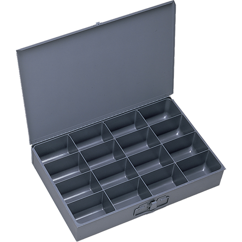 Compartment Scoop Boxes, Steel, 16 Slots, 18" W x 12" D x 3" H, Grey Maritime Industrial Rubber