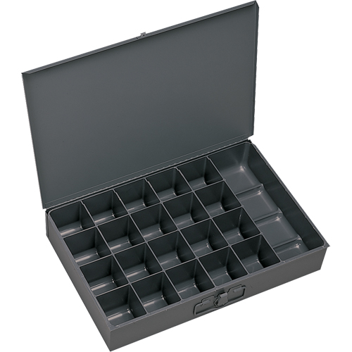 Compartment Scoop Boxes, Steel, 21 Slots, 18" W x 12" D x 3" H, Grey Maritime Industrial Rubber