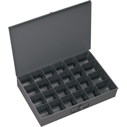 Compartment Scoop Boxes, Steel, 24 Slots, 13-3/8" W x 9-1/4" D x 2" H, Grey Maritime Industrial Rubber