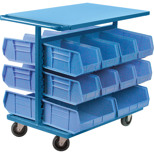 Bin Cart with Bins, Double-sided, 20 bins, 24" W x 38-1/2" D x 36-1/2" H Maritime Industrial Rubber