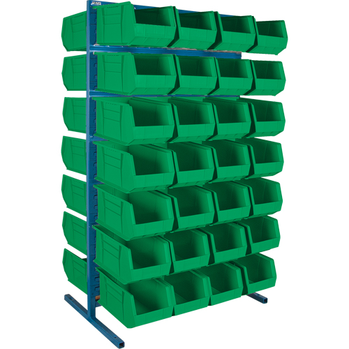 Double-Sided Stationary Bin Rack, 61" W x 56" D x 24" H, 56 Bins Maritime Industrial Rubber