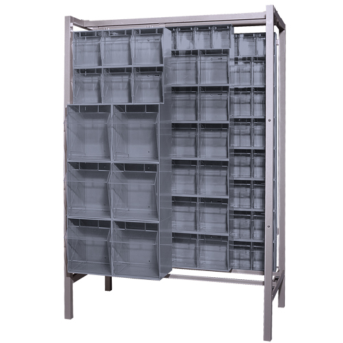 Free-Standing Tip-Out Bins Slider System, 51-1/4" W x 26" D x 77" H, 101 Drawers Maritime Industrial Rubber