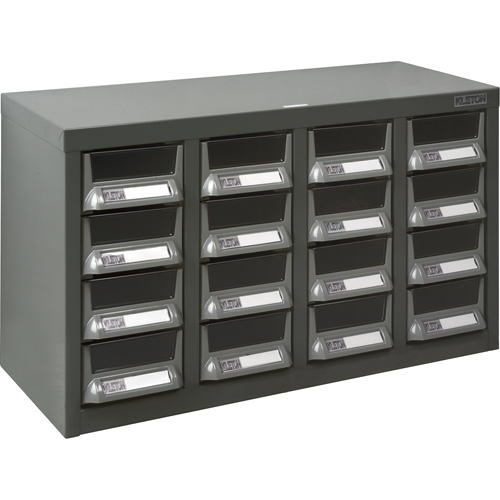 KPC-400 Parts Cabinet, Galvanized Steel, 16 Drawers, 23-1/10" x 8-7/10" x 13-4/5", Grey Maritime Industrial Rubber