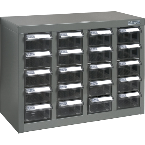 KPC-600 Parts Cabinet, Steel, 20 Drawers, 18-1/3" x 8-2/3" x 13-3/4", Grey Maritime Industrial Rubber