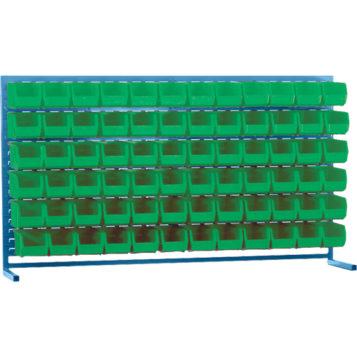 Louvered Rack with Bins, 72 Bins, 72" W x 15" D x 40" H Maritime Industrial Rubber