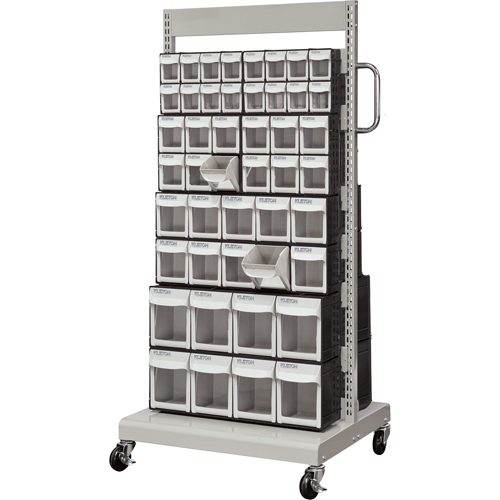 Mobile Tilt Bin Rack, Double-sided, 92 bins, 26-1/4" W x 22" D x 57-1/2" H Maritime Industrial Rubber