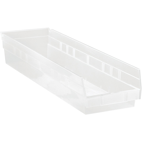 Bacs de rangement pour tablettes, 6-5/8" la x 4" H x 23-5/8" p, Transparent, Capacit&eacute; 50 lb Maritime Industrial Rubber