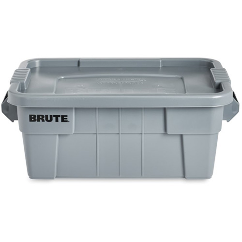 Brute Storage Tote with Lid, 27.88” D x 16.5” W x 10.7" H, 112 llbs. Capacity, Grey Maritime Industrial Rubber