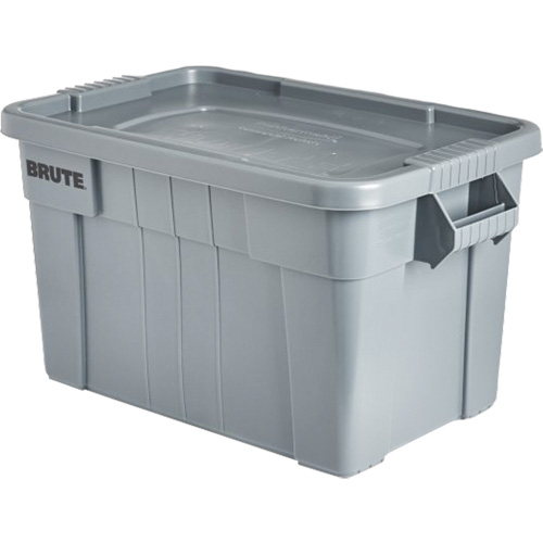 Brute Storage Tote with Lid, 27.88” D x 17.38” W x 15.13” H, 160 lbs. Capacity, Grey Maritime Industrial Rubber