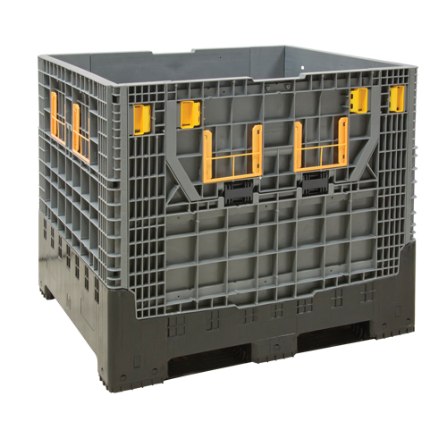 Contenant de vrac pliable, 47,2" lo x 39,4" la x 39,4" h, Gris Maritime Industrial Rubber