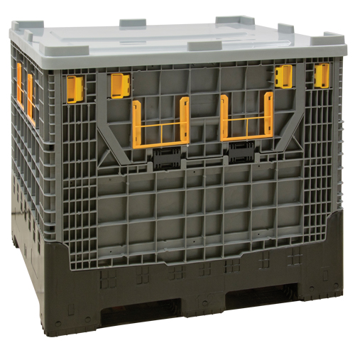 Contenant de vrac pliable, 47,2" lo x 39,4" la x 39,4" h, Gris Maritime Industrial Rubber