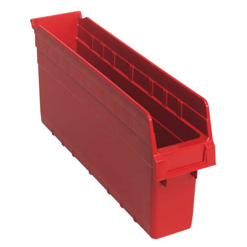 Store-Max Shelf Bins, 4-3/8" W x 8" H x 17-7/8" D, Red, 56 lbs. Capacity Maritime Industrial Rubber