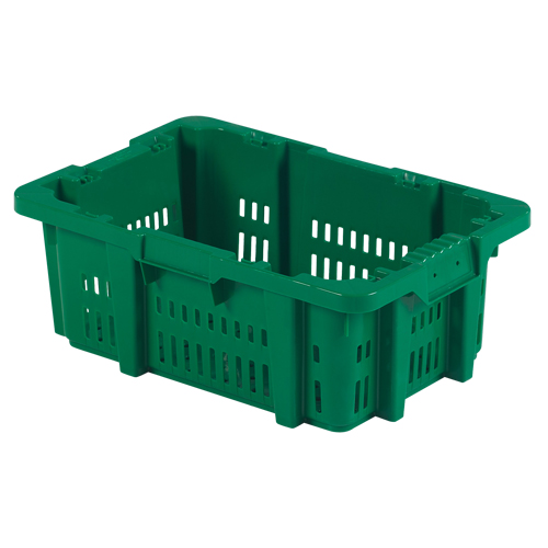 Contenant en plastique Stack-N-Nest pour la manutention des aliments, 16" x 23,9" x 8,8", Vert Maritime Industrial Rubber