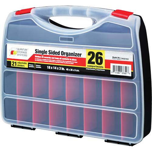 Plastic Compartment Box, 14" W x 18" D x 3" H, 26 Compartments Maritime Industrial Rubber