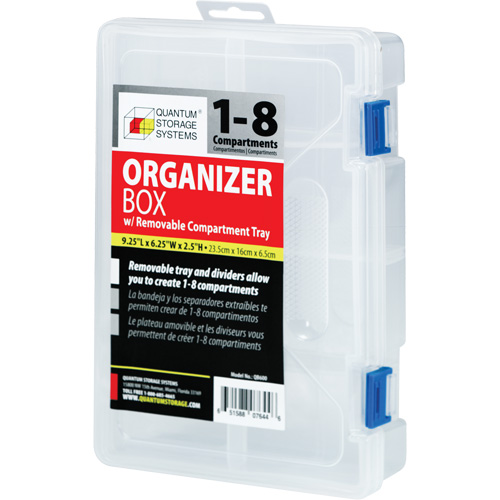 Plastic Compartment Box, 6.25" W x 9.25" D x 2.2" H, 8 Compartments Maritime Industrial Rubber