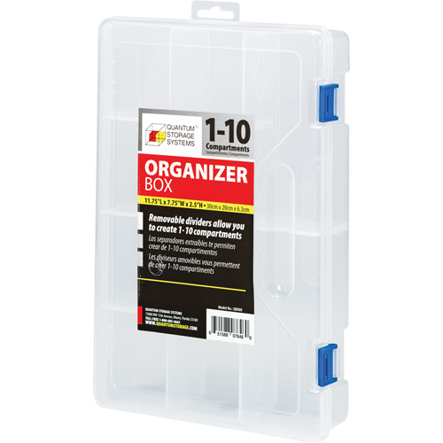 Plastic Compartment Box, 7.75" W x 11.75" D x 2.2" H, 10 Compartments Maritime Industrial Rubber