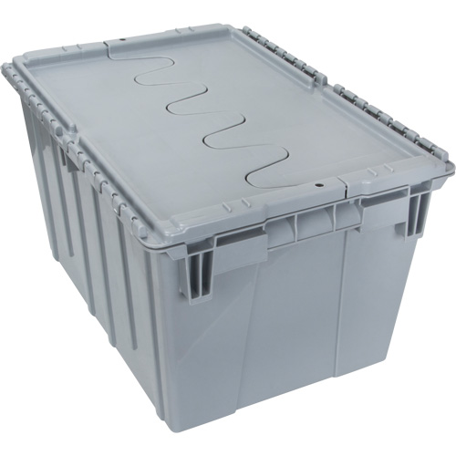 Contenant de distribution en plastique avec dessus basculant, 21,65" x 15,5" x 12,5", Gris Maritime Industrial Rubber