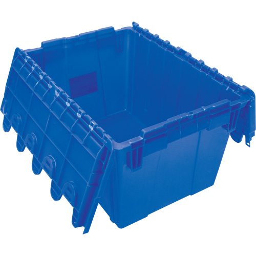 Contenant de distribution en plastique avec dessus basculant, 21,65" x 15,5" x 12,5", Bleu Maritime Industrial Rubber