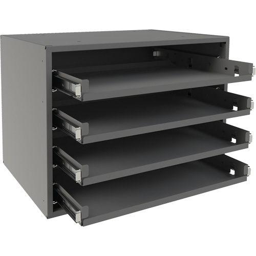 Support &agrave; petit roulement, Acier, 4 compartiments, 15-9/16" la x 11-7/8" p, 11-5/16" h, Gris Maritime Industrial Rubber