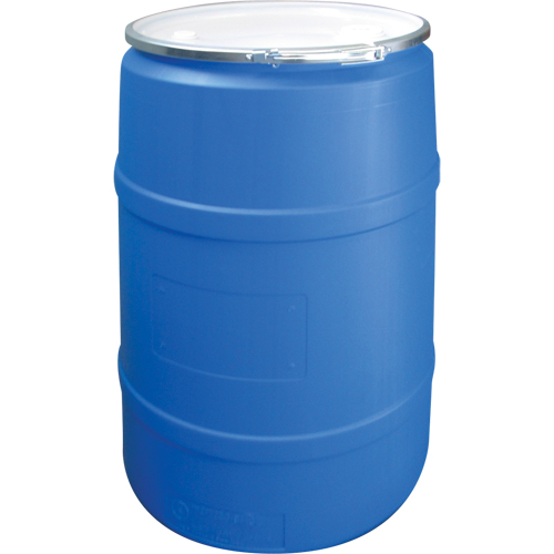 Polyethylene Drums, 55 US gal (45 imp. gal.), Open Top, Blue Maritime Industrial Rubber