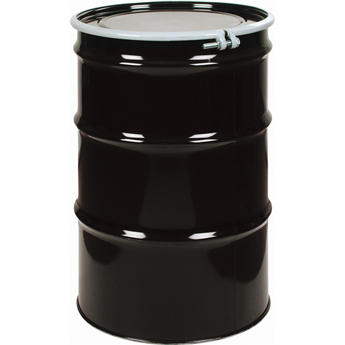 Steel Drums, 55 US gal (45 imp. gal.), Lined, Black, Open Top, 1A2/Y275/S, 18 - 20 Gauge Maritime Industrial Rubber
