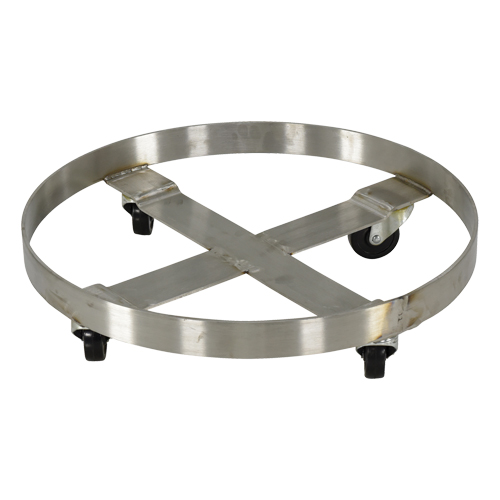 Chariots pour barils, Acier inoxydable, Capacit&eacute;e 800 lb, Diam&egrave;tre 23-1/4", Roue en Caoutchouc Maritime Industrial Rubber