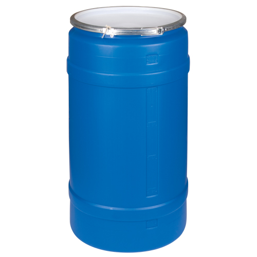 Polyethylene Drums, 30 US gal. (25 imp. Gal.), Open Top, Blue Maritime Industrial Rubber