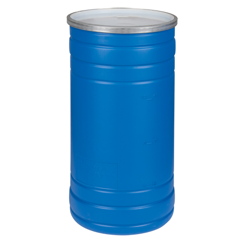 Barils en poly&eacute;thyl&egrave;ne, 15,5 gal. US (12,91 gal. imp.), Dessus ouvert, Bleu Maritime Industrial Rubber