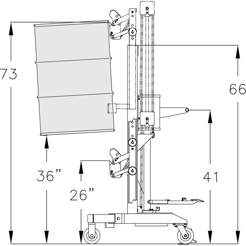 Manipulateur ergonomique de baril &agrave; port&eacute;e &eacute;lev&eacute;, DM-100-HR, 30 - 85 gal. US (25 - 70 gal. imp.) Maritime Industrial Rubber