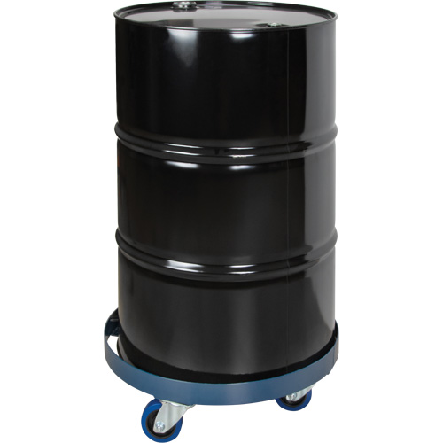 Chariot pour baril, Acier, Capacit&eacute;e 1400 lb, Diam&egrave;tre 24", Roue en &eacute;lastique bleu Maritime Industrial Rubber