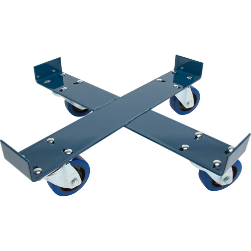 Drum Dolly, Steel, 1400 lbs. Capacity, 24" Diameter, Blue Elastic Casters Maritime Industrial Rubber