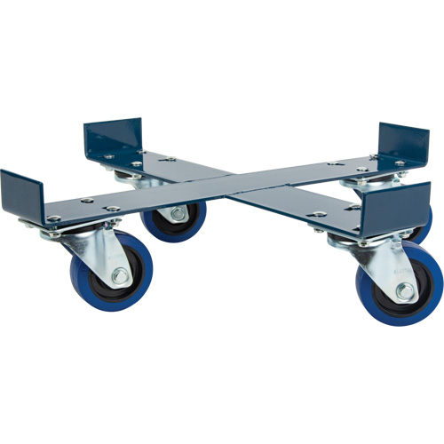 Drum Dolly, Steel, 1400 lbs. Capacity, 24" Diameter, Blue Elastic Casters Maritime Industrial Rubber