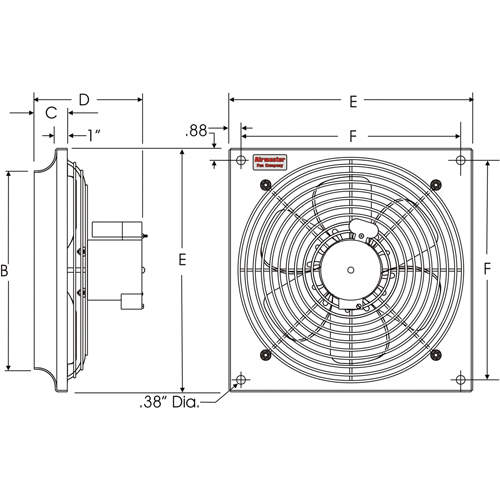 Ventilateurs muraux d'usage g&eacute;n&eacute;ral, Commercial, 2 vitesses, Diam&egrave;tre de 16" Maritime Industrial Rubber