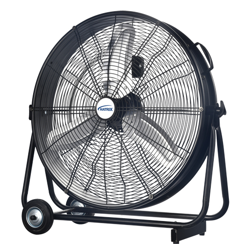 Light Industrial Direct-Drive Slim Drum Fan, Industrial, 3 Speed, 24" Diameter Maritime Industrial Rubber