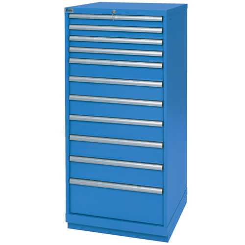 Drawer Cabinets, 11 Drawers, 28-1/4" W x 28-1/2" D x 59-1/2" H, Bright blue Maritime Industrial Rubber
