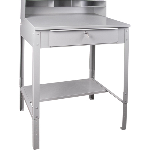 Open Floor Style Shop Desk, 34-1/2" W x 30" D x 53" H, Grey Maritime Industrial Rubber