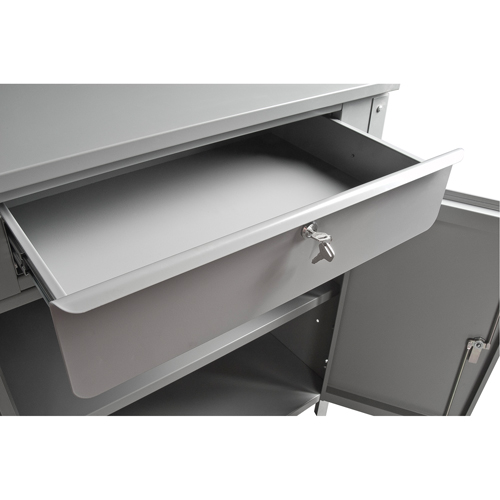 Cabinet Style Shop Desk, 34-1/2" W x 30" D x 53" H, Grey Maritime Industrial Rubber