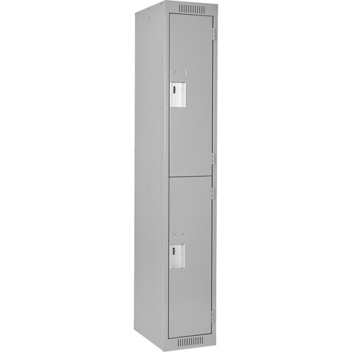 Clean Line Lockers, 2 -tier, 12" x 18" x 72", Steel, Grey, Rivet (Assembled) Maritime Industrial Rubber