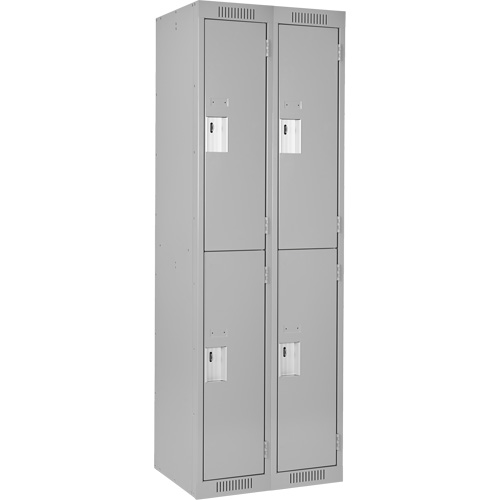 Clean Line Lockers, 2 -tier, Bank of 2, 24" x 18" x 72", Steel, Grey, Rivet (Assembled) Maritime Industrial Rubber