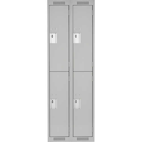 Clean Line Lockers, 2 -tier, Bank of 2, 24" x 18" x 72", Steel, Grey, Rivet (Assembled) Maritime Industrial Rubber