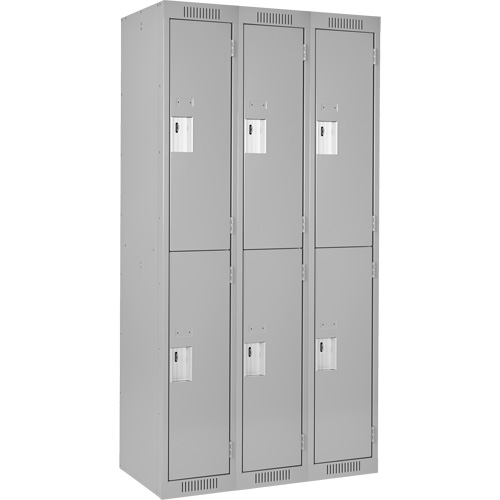 Clean Line Lockers, 2 -tier, Bank of 3, 36" x 18" x 72", Steel, Grey, Rivet (Assembled) Maritime Industrial Rubber