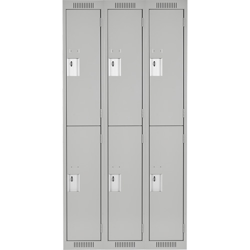 Clean Line Lockers, 2 -tier, Bank of 3, 36" x 18" x 72", Steel, Grey, Rivet (Assembled) Maritime Industrial Rubber