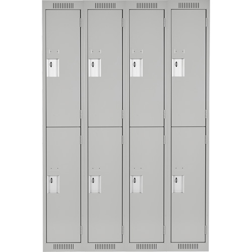 Clean Line Lockers, 2 -tier, Bank of 4, 48" x 18" x 72", Steel, Grey, Rivet (Assembled) Maritime Industrial Rubber